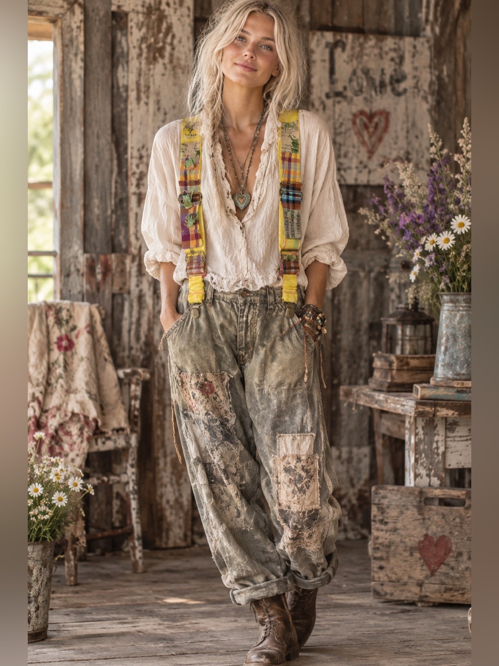 “Colors of Joy “ Patchwork  Suspenders